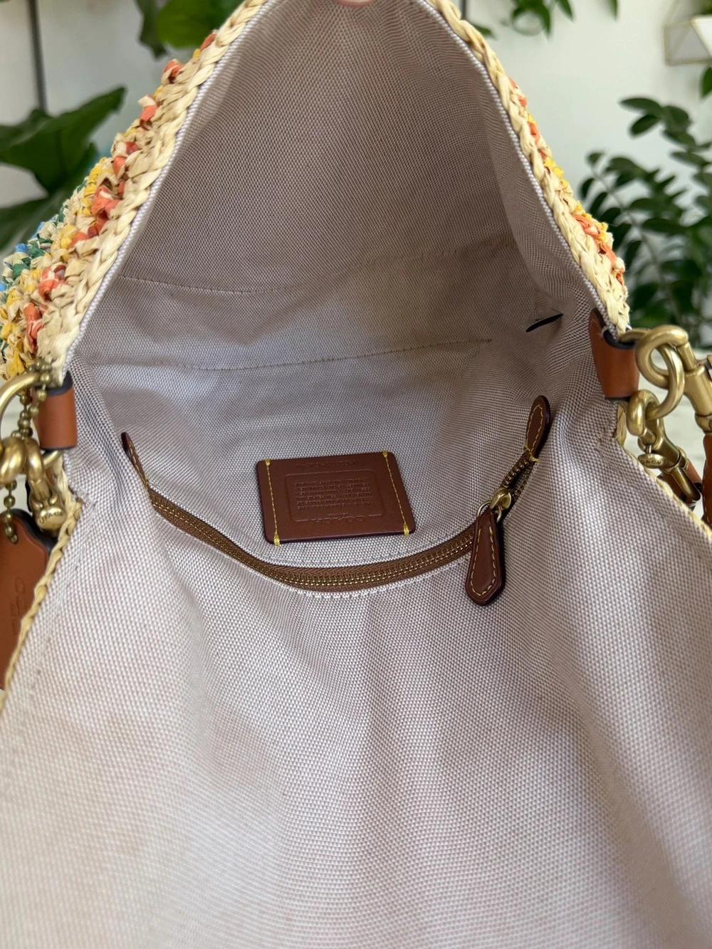 NWOT Coach Soft Tabby Shoulder Crossbody Bag Rainbow Woven Straw & Leather CJ640 - Picture 13 of 16